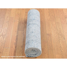 Load image into Gallery viewer, 2&#39;6&quot;x9&#39;9&quot; Bright Gray, Fine Jacquard Hand Loomed, Modern Design, Wool and Silk, Runner Oriental Rug FWR523608