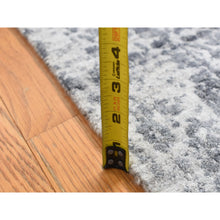 Load image into Gallery viewer, 2&#39;8&quot;x10&#39; Slate Gray, Broken and Erased Persian Design, Wool and Pure Real Silk, Hand Knotted, Runner Oriental Rug FWR523614