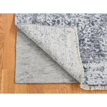 Load image into Gallery viewer, 2&#39;8&quot;x10&#39; Slate Gray, Wool and Pure Real Silk, Hand Knotted, Broken and Erased Persian Design, Runner Oriental Rug FWR523620