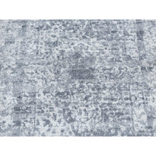 Load image into Gallery viewer, 2&#39;8&quot;x10&#39; Slate Gray, Wool and Pure Real Silk, Hand Knotted, Broken and Erased Persian Design, Runner Oriental Rug FWR523620
