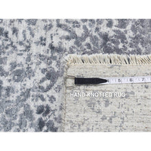 Load image into Gallery viewer, 2&#39;8&quot;x10&#39; Slate Gray, Wool and Pure Real Silk, Hand Knotted, Broken and Erased Persian Design, Runner Oriental Rug FWR523620