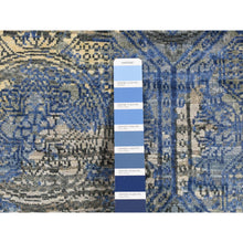 Load image into Gallery viewer, 2&#39;8&quot;x9&#39;1&quot; Sapphire Blue, Repetitive Rosette Design, Silk With Textured Wool, Hand Knotted, Runner Oriental Rug FWR523674