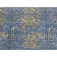 Load image into Gallery viewer, 2&#39;8&quot;x9&#39;1&quot; Sapphire Blue, Repetitive Rosette Design, Silk With Textured Wool, Hand Knotted, Runner Oriental Rug FWR523674