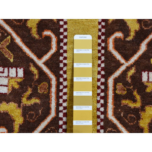2'9"x8'3" Goldenrod Yellow, Kashkuli Geometric Design, Pure Wool, Hand Knotted, Runner Oriental Rug FWR523704