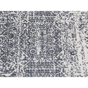 2'5"x7'9" Ivory, Hand Loomed, Wool and Art Silk, Mamluk Design, Runner Oriental Rug FWR523770