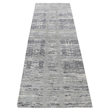 Load image into Gallery viewer, 2&#39;6&quot;x12&#39; Medium Gray, Hand Spun Undyed Natural Wool, Modern Design, Hand Knotted, Runner Oriental Rug FWR523800
