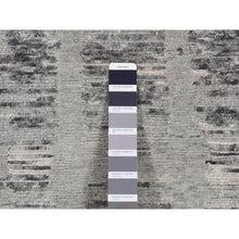 Load image into Gallery viewer, 2&#39;6&quot;x12&#39; Medium Gray, Hand Spun Undyed Natural Wool, Modern Design, Hand Knotted, Runner Oriental Rug FWR523800