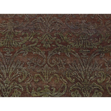 Load image into Gallery viewer, 2&#39;5&quot;x11&#39;4&quot; Bitter Chocolate Brown, Abarasque Design, Nepali Tone on Tone, Wool and Silk, Hand Knotted, Runner Oriental Rug FWR523806