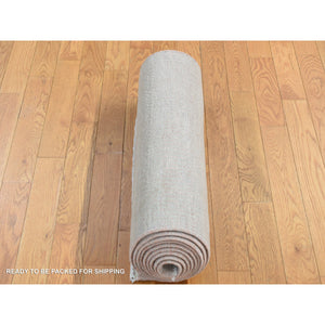 2'7"x11'3" Champagne Pink, Grass Design Gabbeh, Wool and Silk, Hand Knotted, Runner Oriental Rug FWR523812