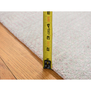 2'7"x11'3" Champagne Pink, Grass Design Gabbeh, Wool and Silk, Hand Knotted, Runner Oriental Rug FWR523812