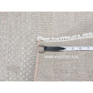 2'7"x11'3" Champagne Pink, Grass Design Gabbeh, Wool and Silk, Hand Knotted, Runner Oriental Rug FWR523812
