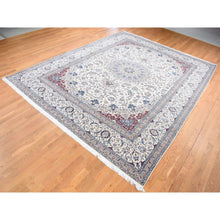 Load image into Gallery viewer, 10&#39;1&quot;x13&#39;5&quot; Ivory, New Persian Nain, All Over Vines Design, 400 KPSI, Wool and Silk, Super Fine and Detailed Weave, Hand Knotted, Oriental Rug FWR523866
