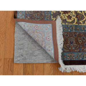 6'8"x10'1" Chocolate Brown, Signed Persian QUM, 100% Silk on Silk, 600 KPSI, Hand Knotted, 27 Different Color Shades, All Over Design, Oriental Rug FWR523890