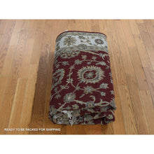 Load image into Gallery viewer, 5&#39;1&quot;x7&#39;1&quot; Burgundy Red, Rajasthan Design, Half Wool and Half Silk, Hand Knotted, Oriental Rug FWR523920