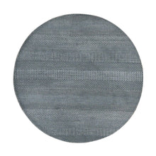 Load image into Gallery viewer, 4&#39;1&quot;x4&#39;1&quot; Thunder Gray, Grass Design, Wool and Silk, Hand Knotted, Round Oriental Rug FWR523932