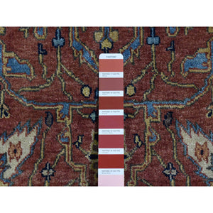 3'10"x6' Barn Red, Antiqued Heriz Re-Creation, All Over Design, Pure Wool, Hand Knotted, Oriental Rug FWR523938