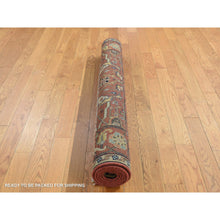 Load image into Gallery viewer, 3&#39;10&quot;x6&#39; Barn Red, Antiqued Heriz Re-Creation, All Over Design, Pure Wool, Hand Knotted, Oriental Rug FWR523938