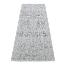 Load image into Gallery viewer, 2&#39;5&quot;x6&#39; Ash Gray, Jacquard Hand Loomed, Broken Cypress Tree Design, Silken, Thick and Plush, Runner Oriental Rug FWR523944