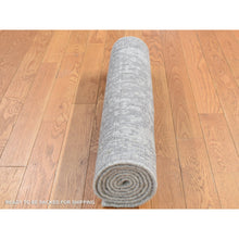 Load image into Gallery viewer, 2&#39;5&quot;x6&#39; Ash Gray, Jacquard Hand Loomed, Broken Cypress Tree Design, Silken, Thick and Plush, Runner Oriental Rug FWR523944