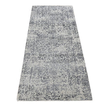 Load image into Gallery viewer, 2&#39;5&quot;x6&#39;1&quot; Agreeable Gray, Fine Jacquard Hand Loomed, Erased Design, Wool and Art Silk, Runner Oriental Rug FWR523968