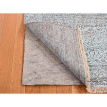 Load image into Gallery viewer, 2&#39;6&quot;x5&#39;8&quot; Seafoam Green, Wool and Silk, Hand Knotted, Broken Persian Design, Runner Oriental Rug FWR523974