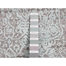 Load image into Gallery viewer, 2&#39;6&quot;x5&#39;8&quot; Seafoam Green, Wool and Silk, Hand Knotted, Broken Persian Design, Runner Oriental Rug FWR523974