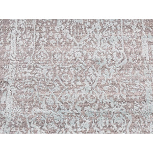2'6"x5'8" Seafoam Green, Wool and Silk, Hand Knotted, Broken Persian Design, Runner Oriental Rug FWR523974