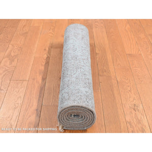 2'6"x5'8" Seafoam Green, Wool and Silk, Hand Knotted, Broken Persian Design, Runner Oriental Rug FWR523974