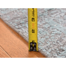 Load image into Gallery viewer, 2&#39;6&quot;x5&#39;8&quot; Seafoam Green, Wool and Silk, Hand Knotted, Broken Persian Design, Runner Oriental Rug FWR523974