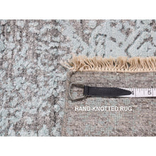 Load image into Gallery viewer, 2&#39;6&quot;x5&#39;8&quot; Seafoam Green, Wool and Silk, Hand Knotted, Broken Persian Design, Runner Oriental Rug FWR523974
