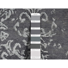 Load image into Gallery viewer, 2&#39;9&quot;x6&#39;9&quot; Arsenic Gray, Broken and Erased Abarasque Design, Wool and Silk, Tone on Tone, Handmade, Runner Oriental Rug FWR523980