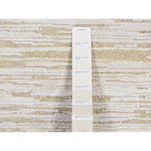 Load image into Gallery viewer, 2&#39;6&quot;x6&#39;5&quot; Ivory, Silk with Textured Wool, Hand Knotted, Tone on Tone, Striae Design, Hi-Lo Pile, Runner Oriental Rug FWR523992