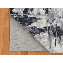 Load image into Gallery viewer, 2&#39;7&quot;x6&#39;2&quot; Olive Black, Hi-Low Pile, Abstract Design, Wool and Silk, Hand Knotted, Runner Oriental Rug FWR524034