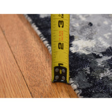 Load image into Gallery viewer, 2&#39;7&quot;x6&#39;2&quot; Olive Black, Hi-Low Pile, Abstract Design, Wool and Silk, Hand Knotted, Runner Oriental Rug FWR524034