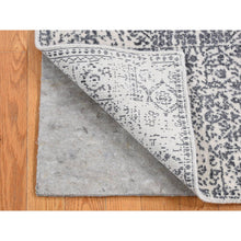 Load image into Gallery viewer, 2&#39;5&quot;x5&#39;10&quot; Granite Black, Hand Loomed, Broken and Erased Mamluk Design, Wool and Art Silk, Runner Oriental Rug FWR524046