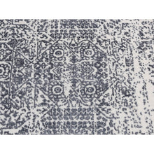 Load image into Gallery viewer, 2&#39;5&quot;x5&#39;10&quot; Granite Black, Hand Loomed, Broken and Erased Mamluk Design, Wool and Art Silk, Runner Oriental Rug FWR524046