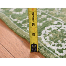 Load image into Gallery viewer, 2&#39;6&quot;x6&#39; Olive Green, Tabriz Tone on Tone, Wool and Silk, Hand Knotted, Runner Oriental Rug FWR524064