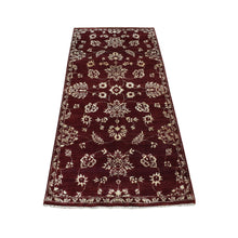 Load image into Gallery viewer, 2&#39;8&quot;x6&#39; Sangria Red, Pure Wool, Tone on Tone, Abarasque Design Agra, Hand Knotted, Runner Oriental Rug FWR524124