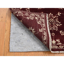 Load image into Gallery viewer, 2&#39;8&quot;x6&#39; Sangria Red, Pure Wool, Tone on Tone, Abarasque Design Agra, Hand Knotted, Runner Oriental Rug FWR524124