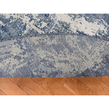 Load image into Gallery viewer, 8&#39;1&quot;x8&#39;1&quot; Prussian Blue, Oceanic Abstract Design, Wool and Pure Silk, Hand Knotted, Round Oriental Rug FWR524136