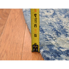 Load image into Gallery viewer, 8&#39;1&quot;x8&#39;1&quot; Prussian Blue, Oceanic Abstract Design, Wool and Pure Silk, Hand Knotted, Round Oriental Rug FWR524136