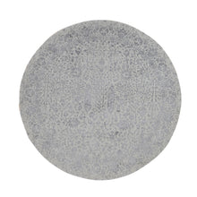 Load image into Gallery viewer, 7&#39;9&quot;x7&#39;9&quot; Gainsboro Gray, Jacquard Hand Loomed, Broken Cypress Tree Design, Wool and Silk, Thick and Plush, Round Oriental Rug FWR524154