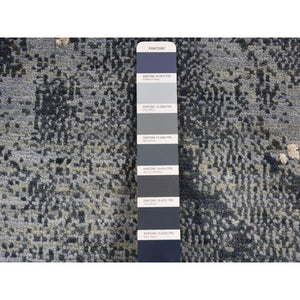 8'1"x8'1" Dallas Cowboys Blue, Geological Galaxy Design, Wool and Pure Silk, Hand Knotted, Round Oriental Rug FWR524172