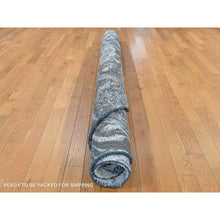 Load image into Gallery viewer, 8&#39;1&quot;x8&#39;1&quot; Dallas Cowboys Blue, Geological Galaxy Design, Wool and Pure Silk, Hand Knotted, Round Oriental Rug FWR524172