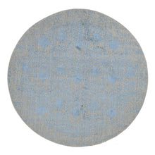 Load image into Gallery viewer, 7&#39;10&quot;x7&#39;10&quot; Taupe Color, Jacquard Hand Loomed, Wool and Art Silk, Broken and Erased Pomegranate Design, Tone on Tone, Round Oriental Rug FWR524178