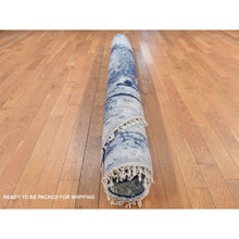 Load image into Gallery viewer, 7&#39;10&quot;x7&#39;10&quot; Millennium Blue, Wool and Silk, Shibori Design, Tone On Tone, Hand Knotted, Round Oriental Rug FWR524202