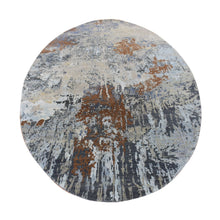 Load image into Gallery viewer, 6&#39;x9&#39; Cinnamon Brown, Oval Abstract Galaxy Design, Wool and Pure Silk, Hand Knotted, Round Oriental Rug FWR524220