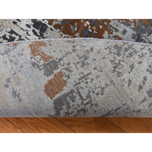 6'x9' Cinnamon Brown, Oval Abstract Galaxy Design, Wool and Pure Silk, Hand Knotted, Round Oriental Rug FWR524220