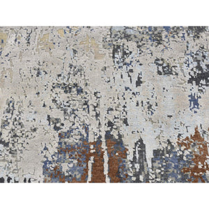 6'x9' Cinnamon Brown, Oval Abstract Galaxy Design, Wool and Pure Silk, Hand Knotted, Round Oriental Rug FWR524220