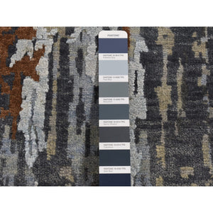 6'x9' Cinnamon Brown, Oval Abstract Galaxy Design, Wool and Pure Silk, Hand Knotted, Round Oriental Rug FWR524220